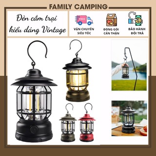 Đèn tích điện cắm trại dã ngoại đèn led măng xông vintage du lịch chống thấm nước
