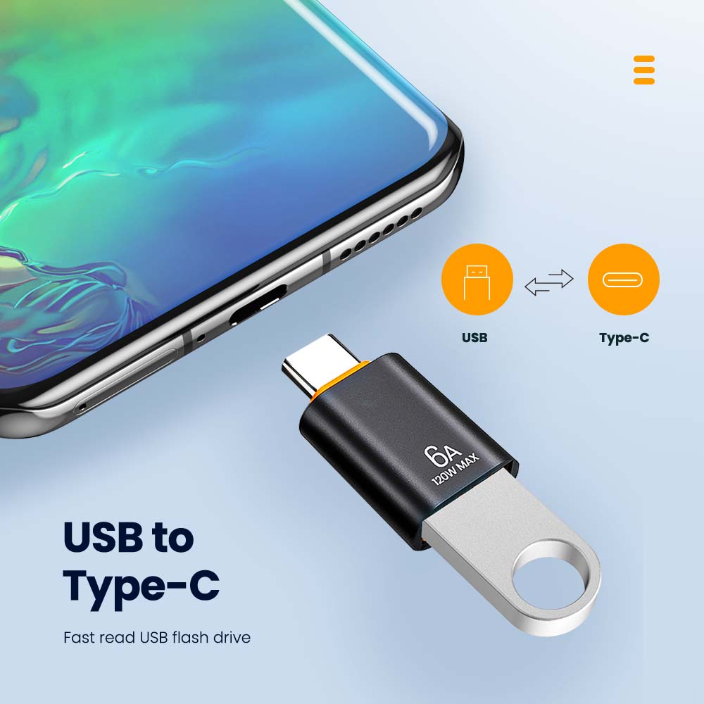 Bộ ChuyểN ĐổI USB 3.0 Sang 6A Type-C OTG 6A Type-C Sang USB 3.0 Cho ĐiệN ThoạI MáY TíNh BảNg