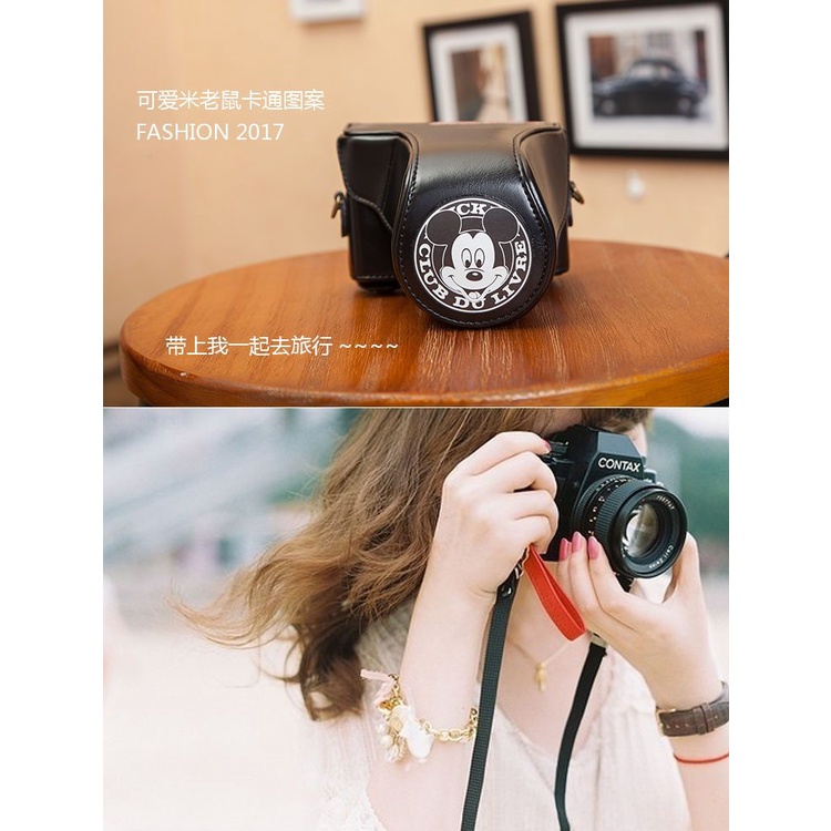 Túi Đựng Máy Ảnh Canon Eosm M6 M50 M100 M200 Sony A6000 ZV-E10 Họa Tiết Hoạt Hình Xinh Xắn