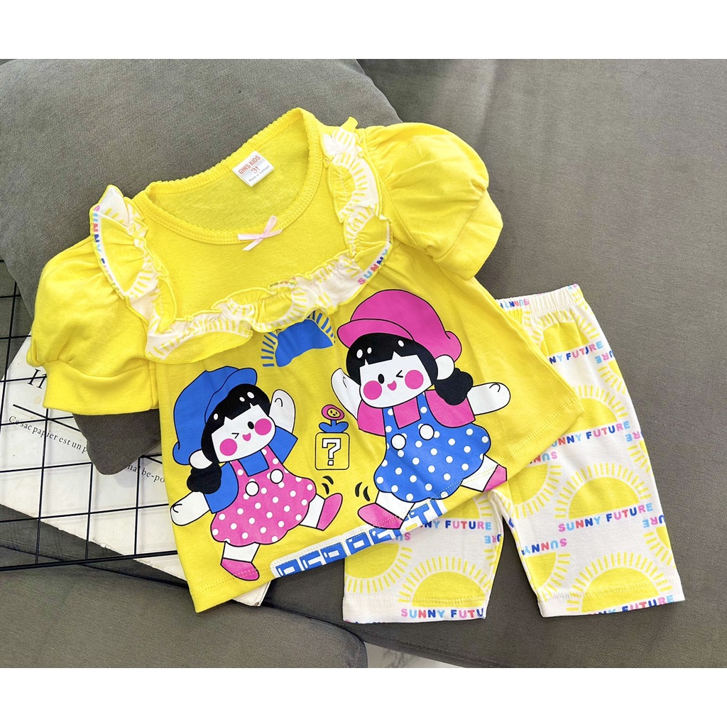 Bộ ngố lửng cho bé dáng babydoll thun Borip xuất loại 1 cho bé gái từ 9 kg-22kg - Pikakids