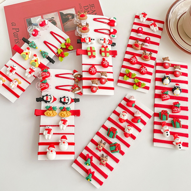 12 Set Kẹp Tóc Hình Sừng Tuần Lộc Giáng Sinh