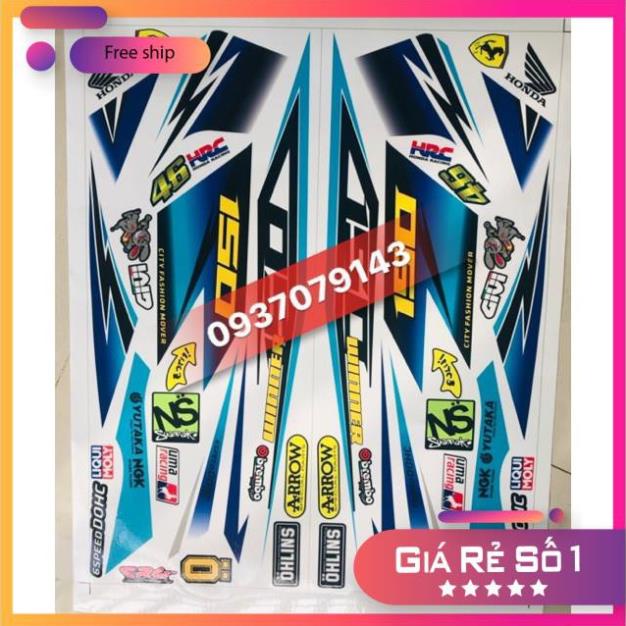 FREE SHIP + QUÀ TẶNG Tem rời xe winner dán xe trắng Tem