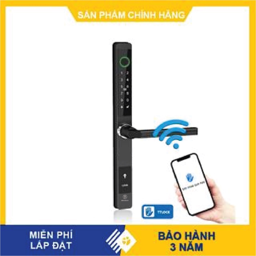 Khóa vân tay cửa nhôm chống nước Bramah A200 chính hãng, bảo hành 03 năm, giá ưu đãi