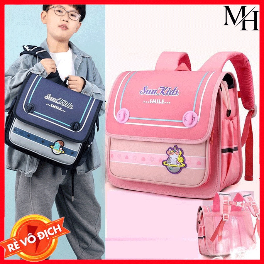 Balo Cặp sách Chống Gù Chống Nước Học Sinh Tiểu Học cấp 1 dạng ngang Họa Tiết động vật Siêu Nhẹ Có V
