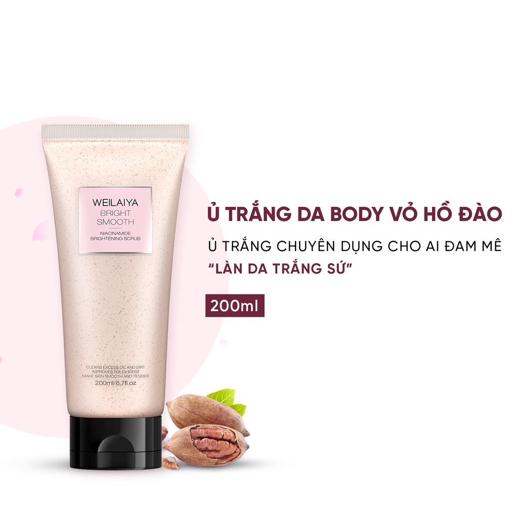 Kem Ủ Trắng Body Weilaiya Bright Smooth Tẩy Tế Bào Da Chết Body, Mặt An Toàn Cho Mọi Loại Da 200ml