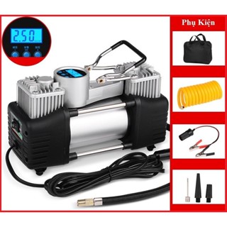 Bơm lốp ô tô 2 Xilanh mã lực lớn RLEAO công suất 280W chất liệu hợp kim tích hợp đồng hồ điện tử tự ngắt - BH 12 tháng