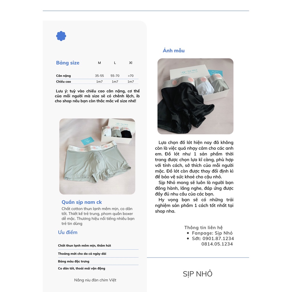 Quần sịp nam thun lạnh quần lót đùi nam chất thun co dãn mềm mịn thoải mái