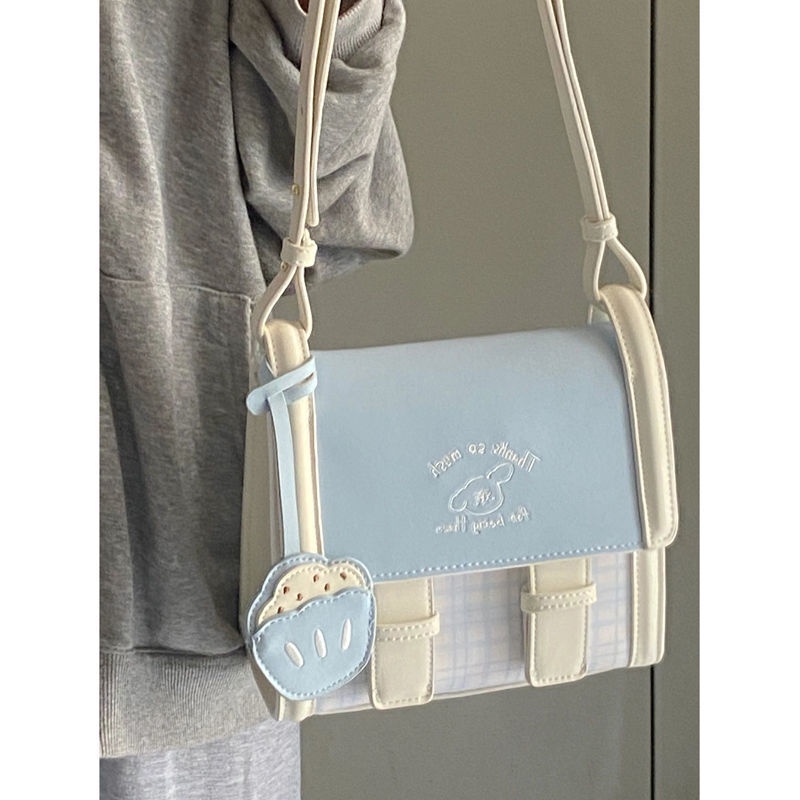 Túi Đeo Vai Họa Tiết Sọc Caro Phong Cách Preppy Hợp Thời Trang