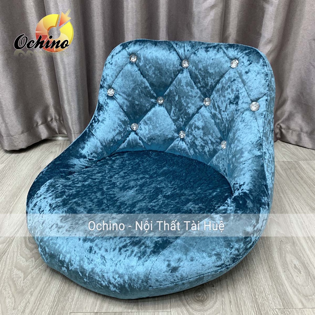 Mặt Ghế Quầy Lễ Tân, Đệm Ghế Trang Điểm Mẫu Nỉ Nhung Đính Đá (Không Chân)