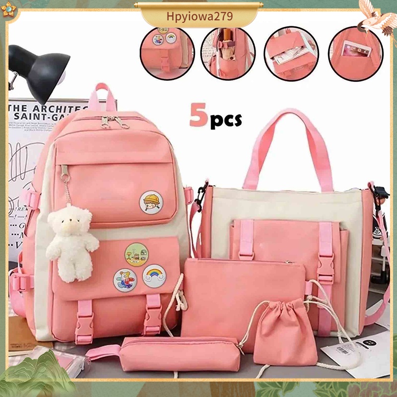 Có thể bán buôn Bộ 5 Trường Túi Công Suất Lớn Văn Phòng Phẩm Đựng Tiền Xu Canvas Học Sinh Cho Bé Trai Gái Ilikebag Hàng giao ngay