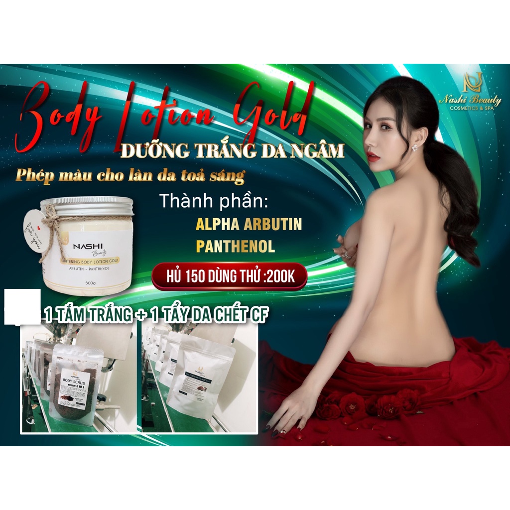 Kem body siêu trắng LOTION GOLD-Kem body trắng da Nashi ( CÓ QUÀ TẶNG)