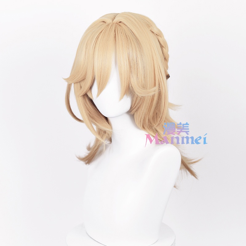 Manmei Genshin Impact Kaveh Cosplay Wig Braided Linen Gold Hair Anime Heat Resistant Synthetic Wigs