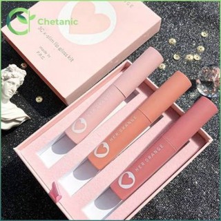 0Set son kem lì 3 cây Herorange vỏ hồng phấn 3Cx Slim Lip Gloss Kit