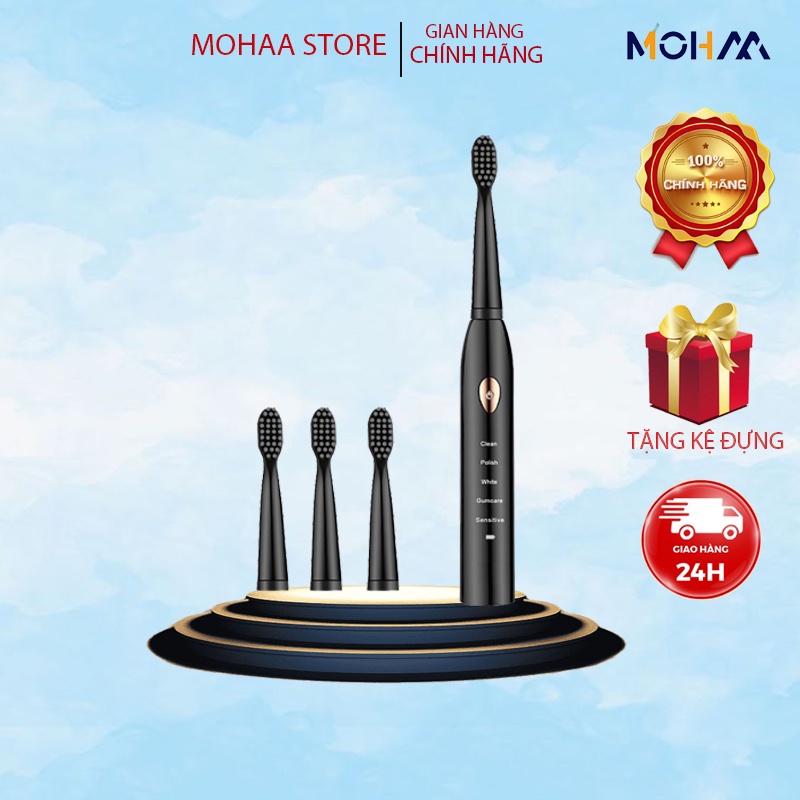 Bàn chải điện tự động Mohaa X1 lông chải mềm mịn cho người niềng răng công nghệ rung sóng âm