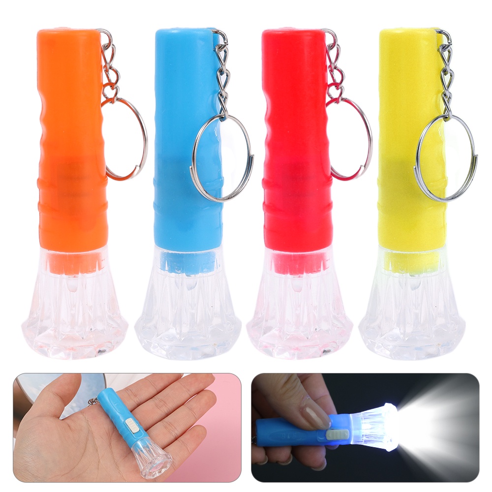 1 Móc Khóa Đèn Pin LED Mini Bỏ Túi Sử Dụng Pin Màu Sắc Ngẫu Nhiên Cho Trẻ Em