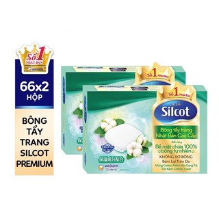 Combo 2 hộp bông trang điểm cao cấp Silcot Unicharm Premium (66 miếng/hộp)