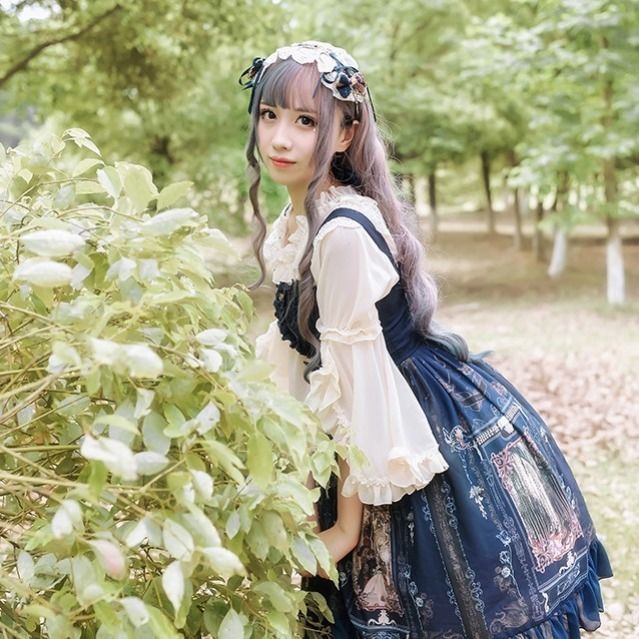 Áo Sơ Mi Voan Tay Xếp Nếp Phối Ren Bên Trong Phong Cách lolita Mùa Thu Dễ Phối Đồ