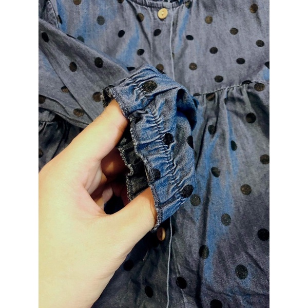 Áo sơ mi babydoll thô jeans bé gái xuat du