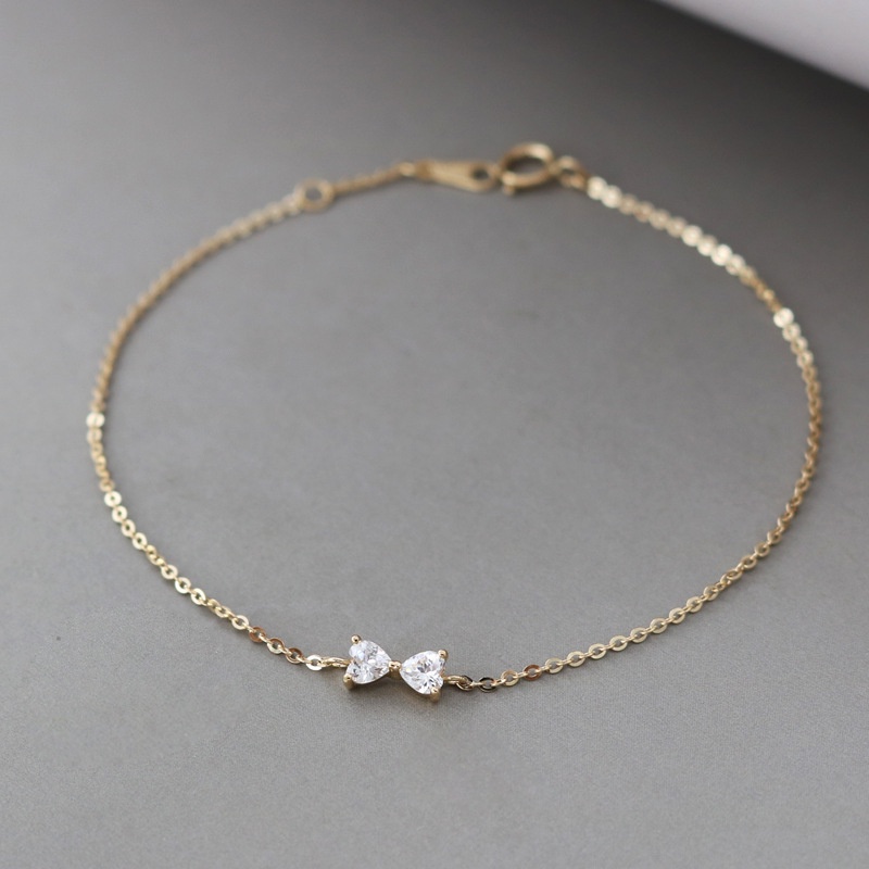 Sterling Silver Mini Bow Bracelet, Phụ nữ trang trí bạc cổ điển