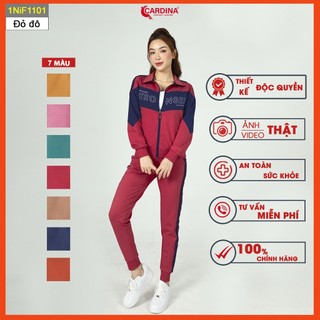 Đồ bộ nữ thu đông CARDINA chất nỉ da cá cao cấp kiểu dáng thể thao có khóa kéo 1NiF11