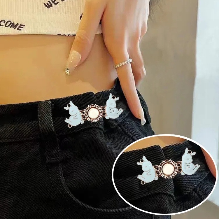 1 Cặp Nút Thắt Lưng Bằng Kim Loại Hình Thỏ Dễ Thương Có Thể Tháo Rời Không Cần Đóng Đinh Tán DIY