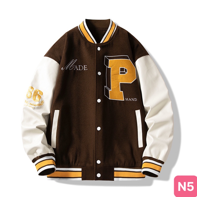 Áo khoác nỉ Hoodie nam nữ không có nón form rộng kiểu dáng Bomber bóng chày GM18