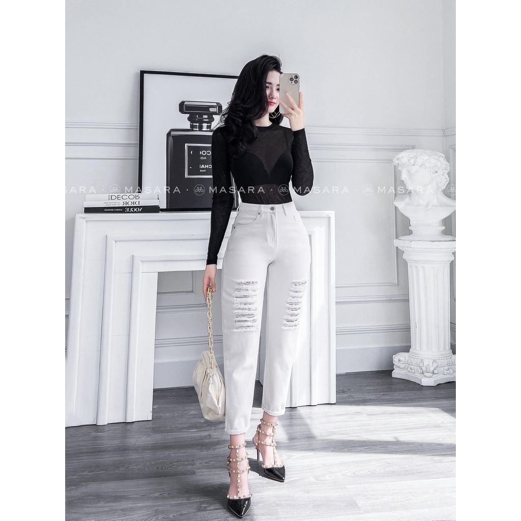 QUẦN JEAN BAGGY RÁCH 2 ĐÙI MÀU TRẮNG