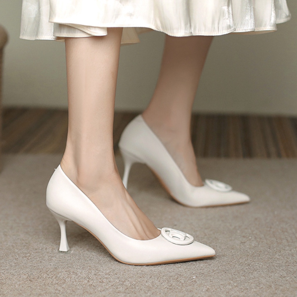 Giày Nữ Cao Cấp , Giày Cao Gót Nữ Mũi Nhọn, Đế Nhọn Cao 6p Charm Cao Cấp, Kiểu Dáng Trẻ trung- DA782