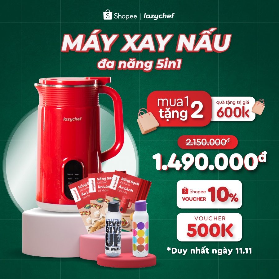 Máy Xay Nấu Đa Năng LazyChef - Máy Làm Sữa Hạt LazyChef Dung Tích 800ml