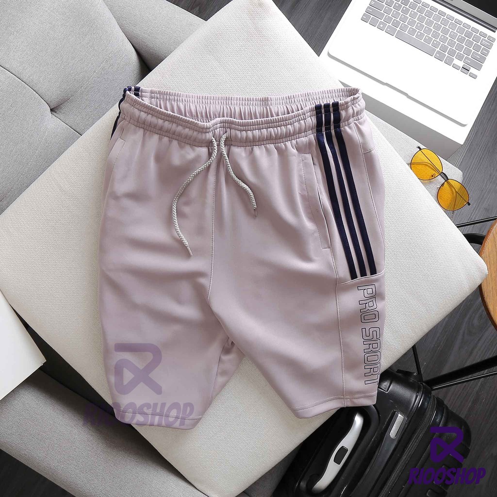 Quần thun nam thể thao thun lạnh 3 đường kẻ sport RPS065 - quần short thun nam Riooshop