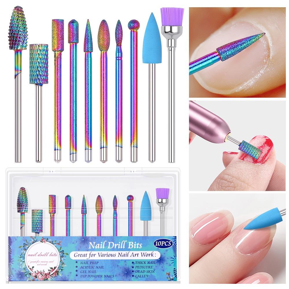 Bộ Mũi Khoan Móng Tay 10 Trong 1 Bằng Vonfram Cacbua