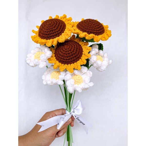 Hoa Hướng Dương bằng len làm quà tặng trang trí siêu xinh