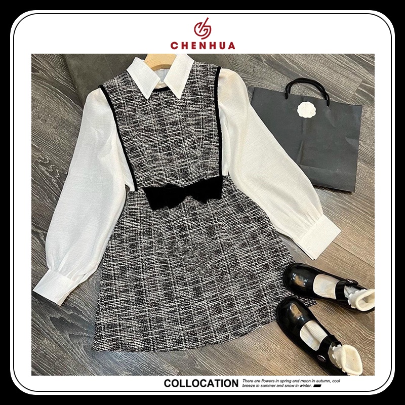 Set váy dạ kèm áo sơ mi váy dạ có lót quần hàng VN47