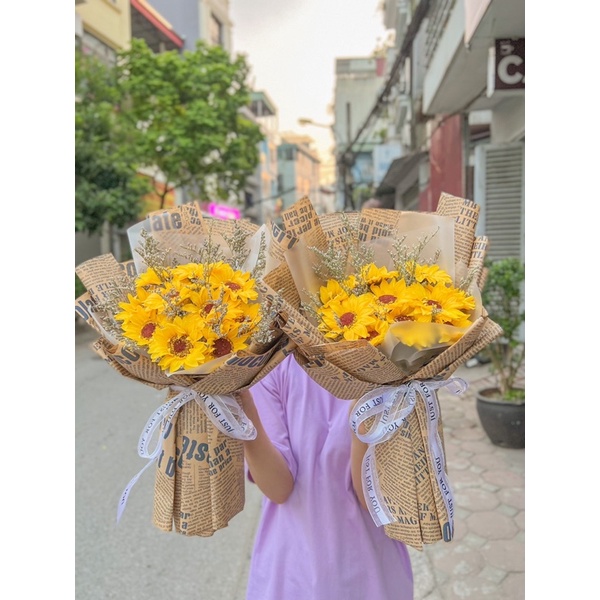 🌻🌻🌻BÓ HOA SÁP HƯỚNG DƯƠNG MIX HOA KHÔ TỰ NHIÊN, LÀM QUÀ TẶNG TỐT NGHIỆP BỀN LÂU