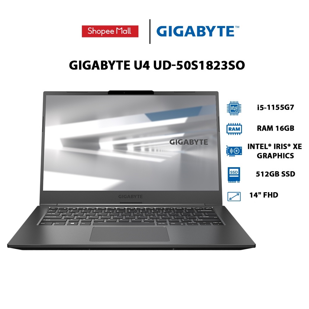 [Mã ELLAP4 giảm 400K] Laptop Gigabyte U4 UD-50S1823SO i5-1155G7 | 16GB | 512GB | 14' FHD 72% NTSC | Win 11