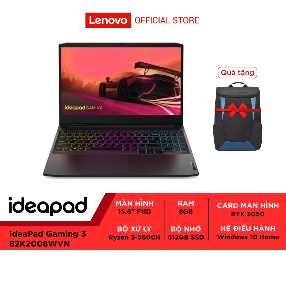 Laptop Lenovo IdeaPad Gaming 3 82K2008WVN R5-5600H|8GB|512GB|RTX 3050|15.6''FHD