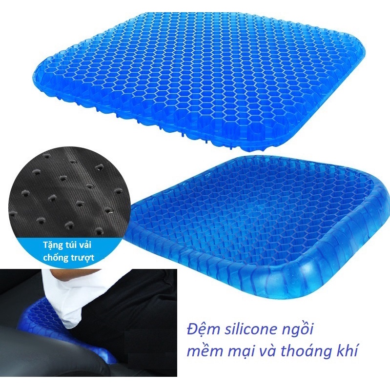 Đệm tổ ong silicon nệm DẦY 2 lớp lót ghế ngồi ô tô văn phòng chống ê mông mồ hôi mụn nhọt do ngồi lâu