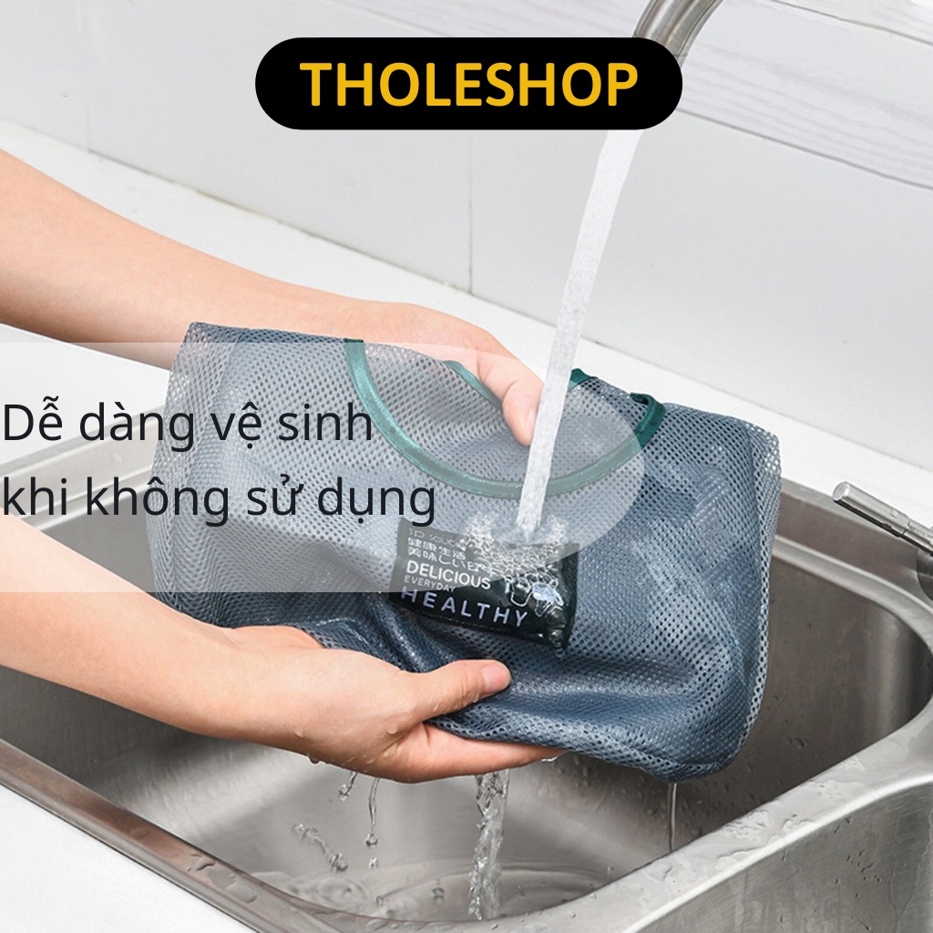Túi Lưới Đựng Hành Tỏi, Củ Quả Nhà Bếp, Đựng Mỹ Phẩm Treo Tường Tiện Lợi 11158