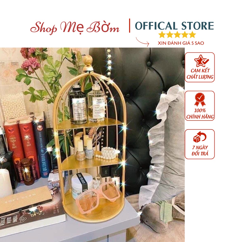 Kệ mỹ phẩm lồng chim , nhiều tầng đựng đa năng để nước hoa , túi xách decor nội thất phòng ngủ
