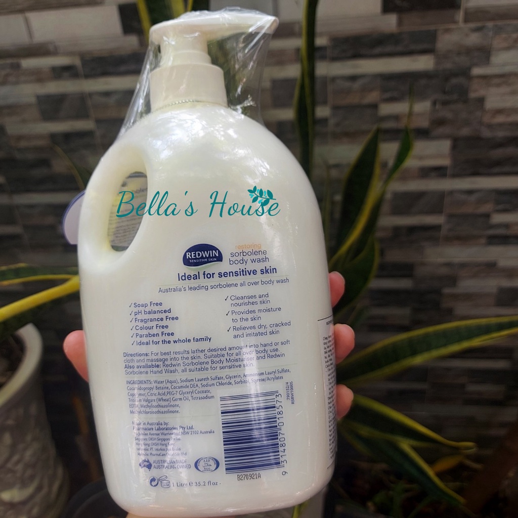 Sữa Tắm Dưỡng Ẩm, Phục Hồi Làn Da 500mL & 1L - REDWIN Sensitive Skin Sorbolene Body Wash With Vitamin E.