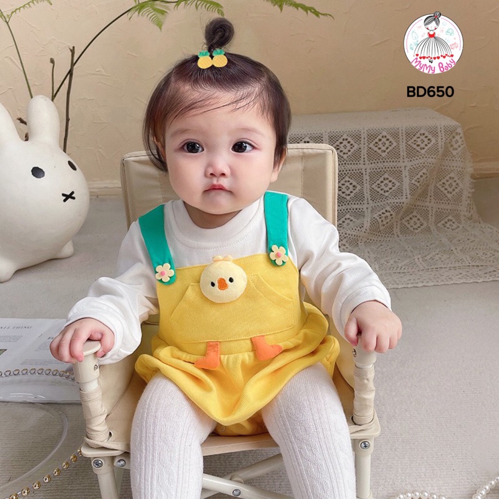 Body yếm dài tay gà vàng ngộ nghĩnh yếm liền cho bé gái