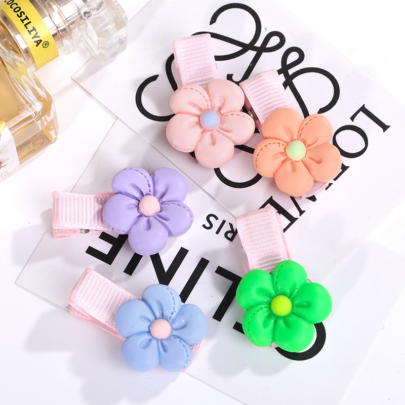 Kẹp Tóc Đính Hoa Màu Hồng Xinh Xắn Thời Trang Cho Bé Gái