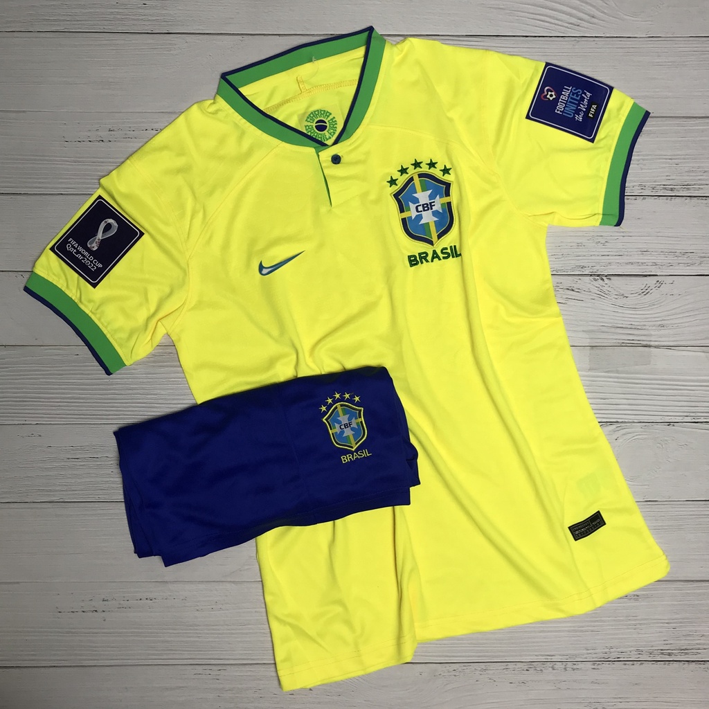 Áo Bóng Đá - Áo Đá Banh -Đội Tuyển Brazil- Vàng -Polyester thái cao cấp
