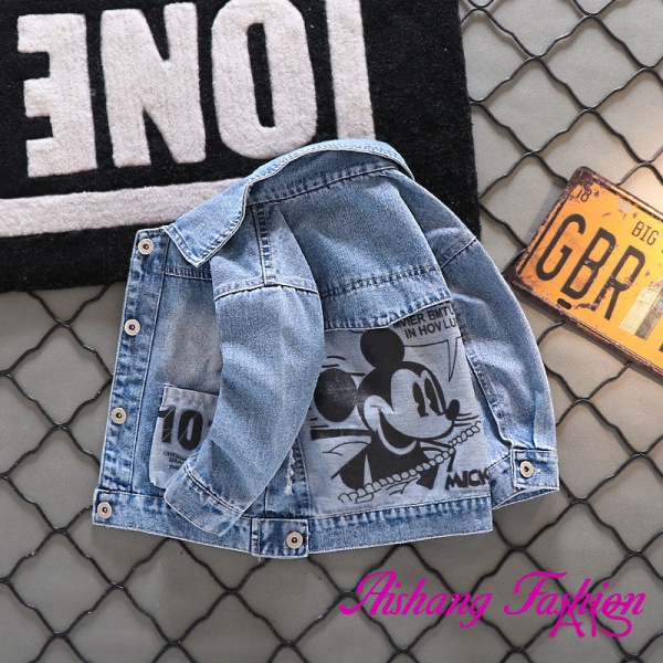 Áo Khoác Jean In Họa Tiết Hoạt Hình Cho Bé Trai