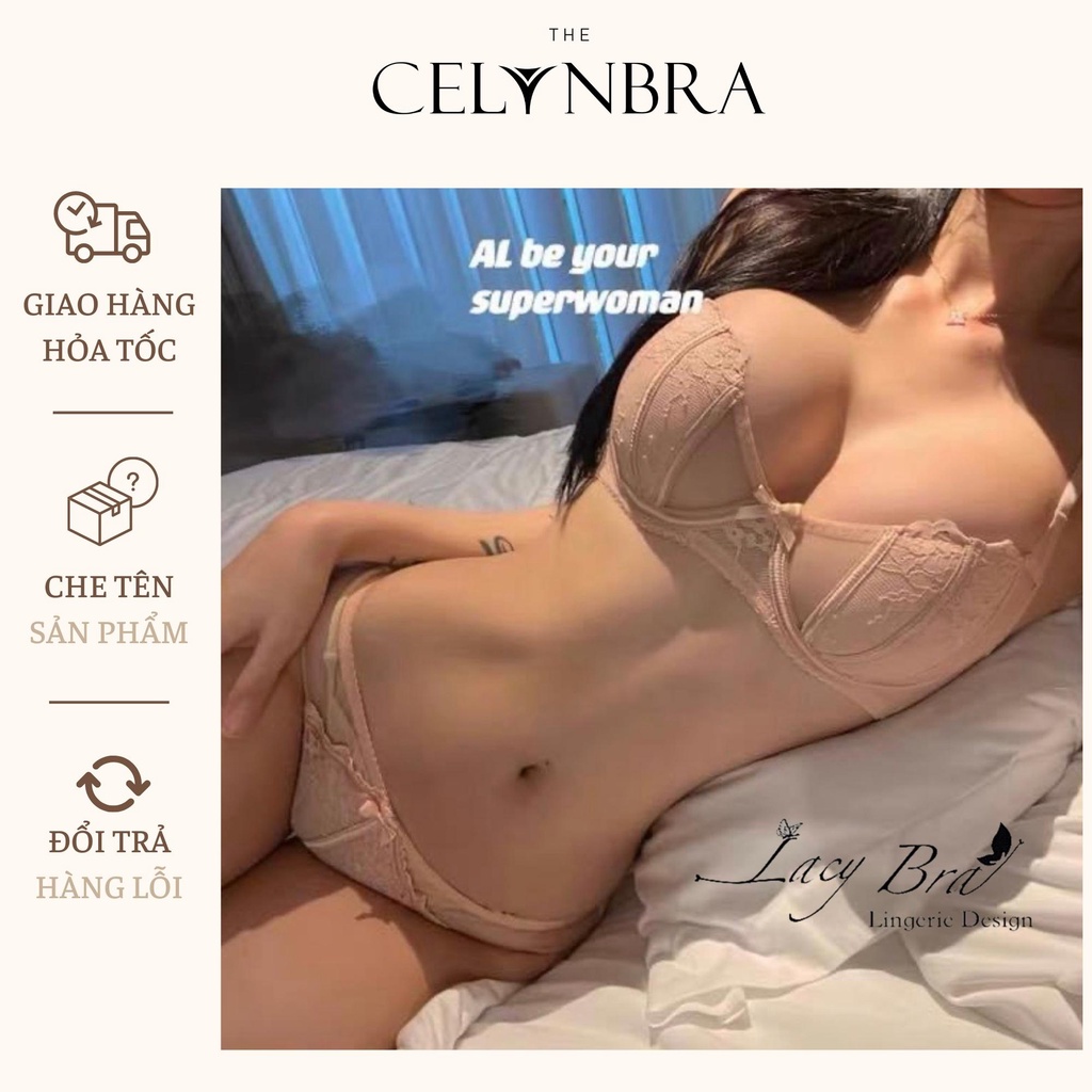 Bộ đồ lót voan phối ren không mút có gọng nâng ngực gợi cảm THE CELYNBRA - B24