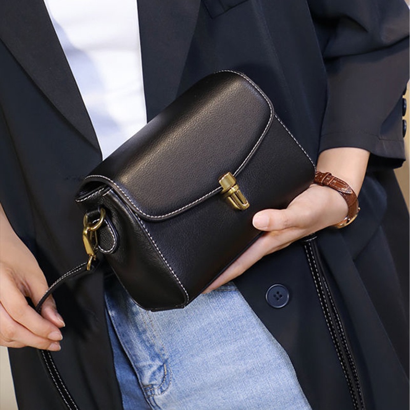 Túi Đeo Chéo Da Bò Hình Vuông Nhỏ Đơn Giản Phong Cách retro Cho Nữ