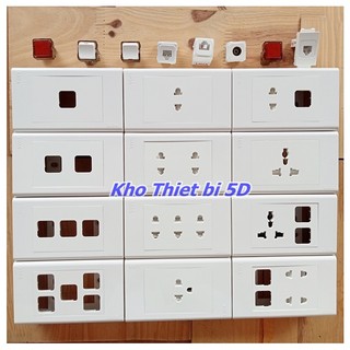 Ổ cắm, ổ tivi, ổ mạng lan với mặt lỗ công tắc vuông lioa - e18s chính hãng