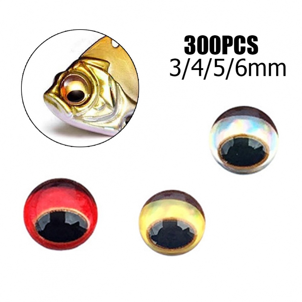 300 Mắt Rắn 3D Gắn Mồi Giả Câu Cá 3 / 4 / 5 / 6mm
