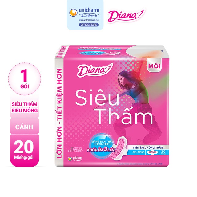 Băng Vệ Sinh Diana Siêu Thấm Mỏng Cánh