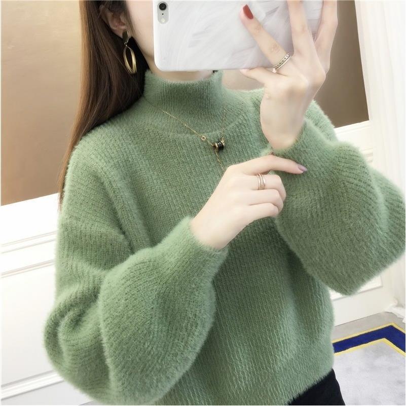 Áo Sweater Tay Dài Cổ Lọ Dáng Rộng Thời Trang Hàn Quốc